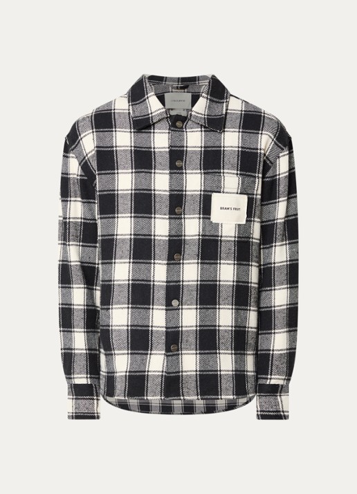 Bram's Fruit Overshirt met ruitdessin en borstzak - voorkant 2 zwart