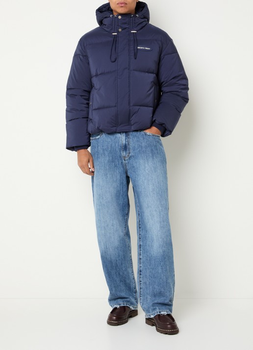 Bram's Fruit Puffer jack met capuchon - voorkant 3 donkerblauw