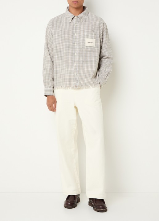 Bram's Fruit Regular fit overhemd met ruitdessin - voorkant 4 beige