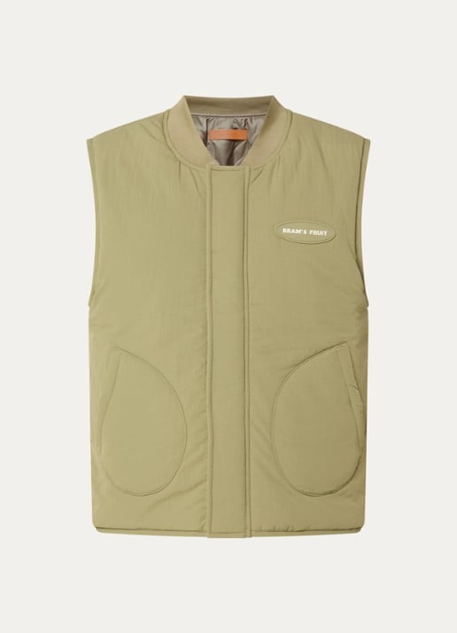 Bram's Fruit Reversible bodywarmer met steekzakken - voorkant 2 olijfgroen