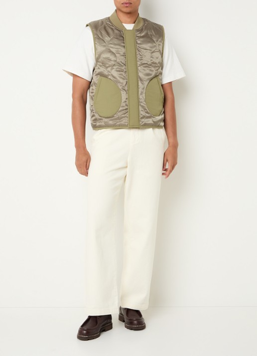 Bram's Fruit Reversible bodywarmer met steekzakken - voorkant 3 olijfgroen