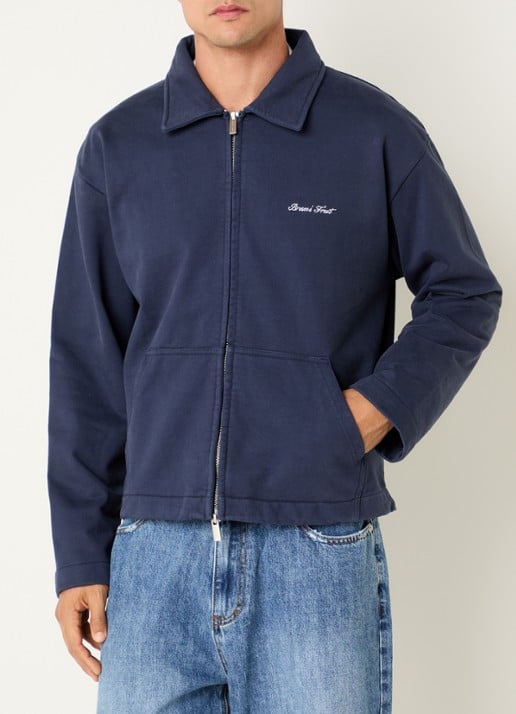Bram's Fruit Script Logo sweatvest met kraag en logoborduring