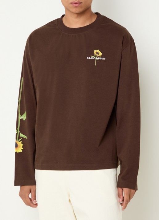 Bram's Fruit Sunflower longsleeve met logo - detail 3 bruin