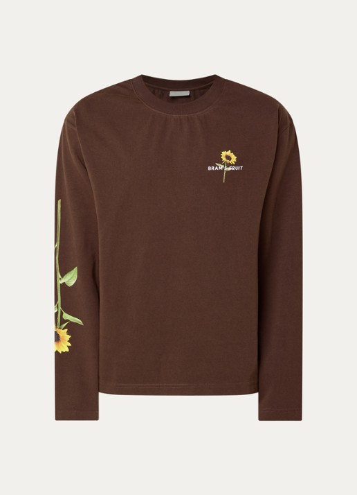 Bram's Fruit Sunflower longsleeve met logo - voorkant bruin