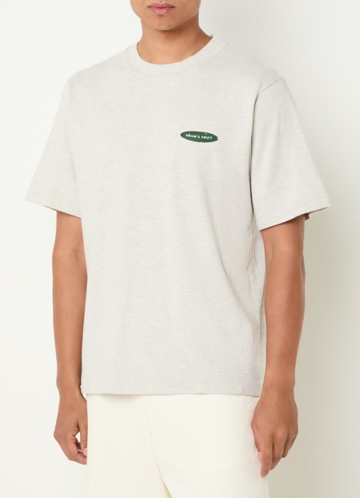 Bram's Fruit T-shirt met logo- en backprint - achterkant 4 beige