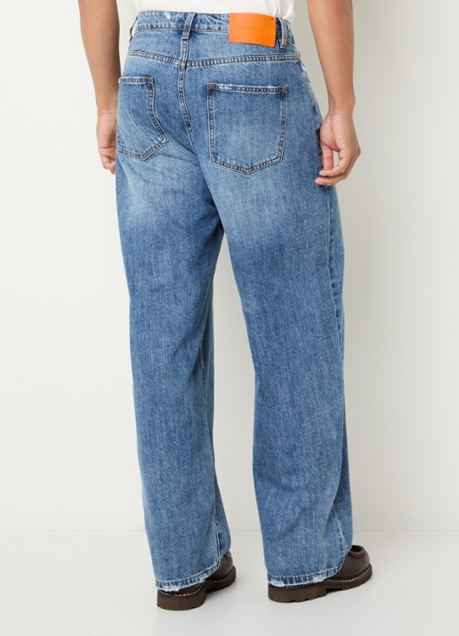 Bram's Fruit Wide fit jeans met medium wassing - achterkant indigo