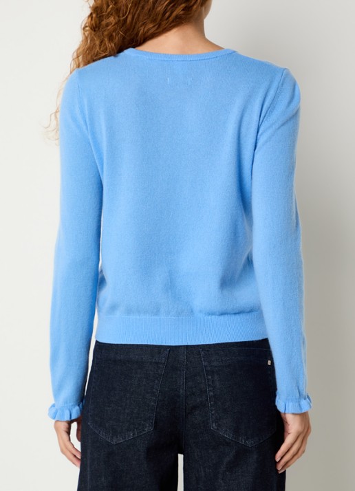 BRAX Ann fijngebreid vest in kasjmierblend - achterkant blauw