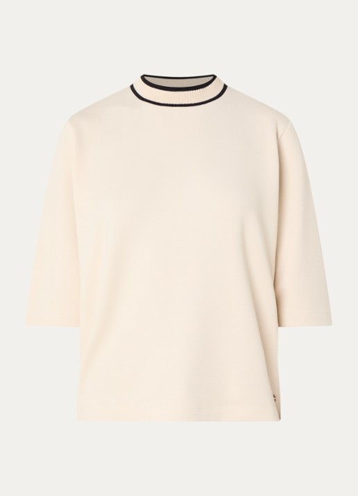 BRAX Berta T-shirt met opstaande kraag - voorkant 3 beige