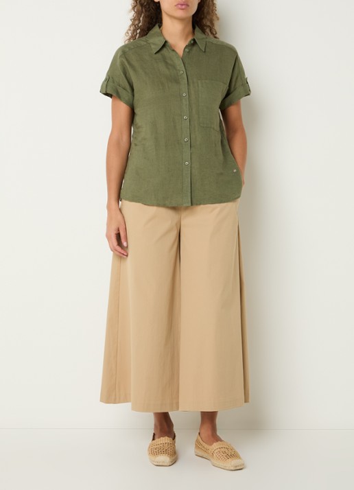 BRAX Blouse met borstzak - voorkant 2 legergroen
