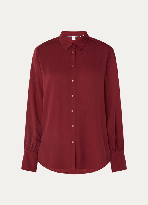 BRAX Blouse met kraag - voorkant 2 bordeauxrood
