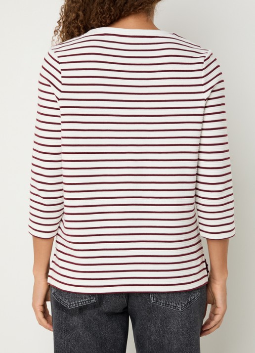 BRAX Bonnie longsleeve met streepprint en structuur - achterkant 2 bordeauxrood
