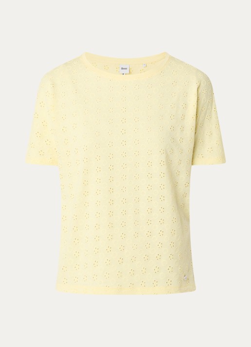 BRAX Caelen T-shirt met broderie - voorkant 3 geel