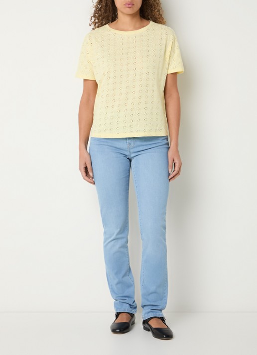 BRAX Caelen T-shirt met broderie - voorkant 4 geel
