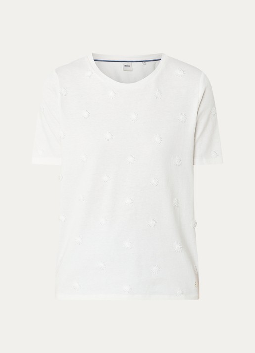 BRAX Cira T-shirt met borduring - voorkant 3 wit