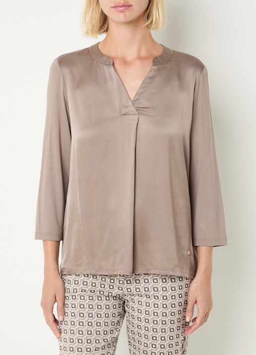 BRAX Clarisa tuniek met plooidetail  - detail 2 taupe