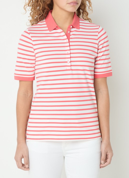 BRAX Cleo polo met streepprint - detail 3 roze