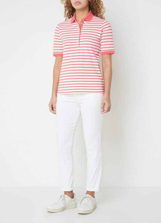 BRAX Cleo polo met streepprint - voorkant 2 roze