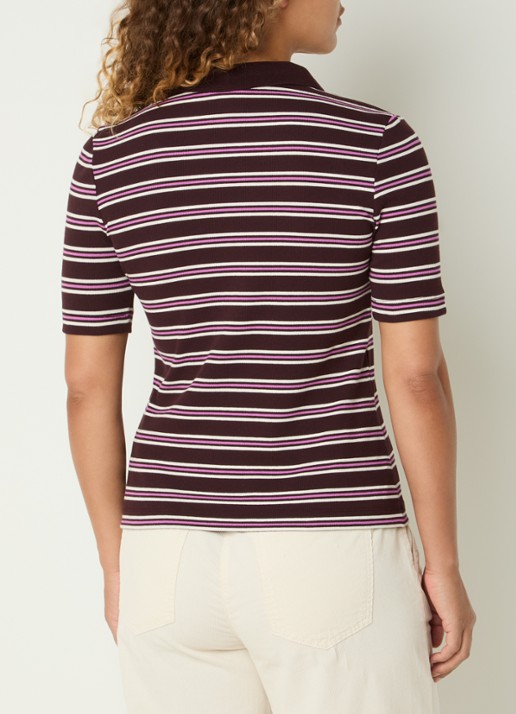 BRAX Cleo polo met streepprint - achterkant 4 aubergine