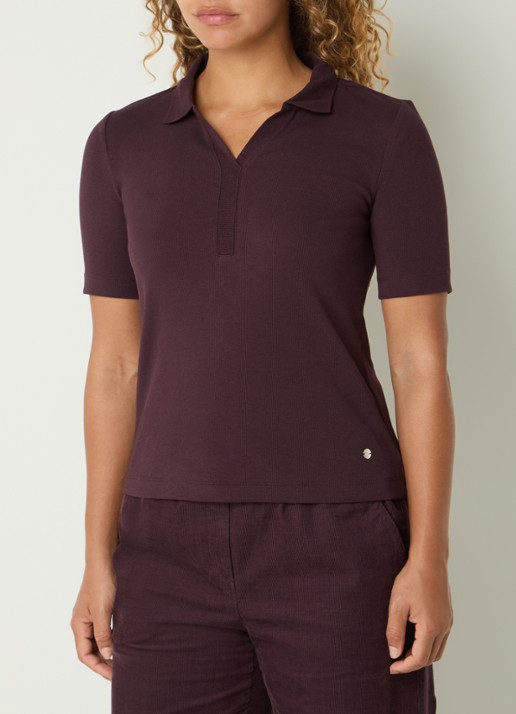 BRAX Cleo polo met stretch - detail 2 aubergine
