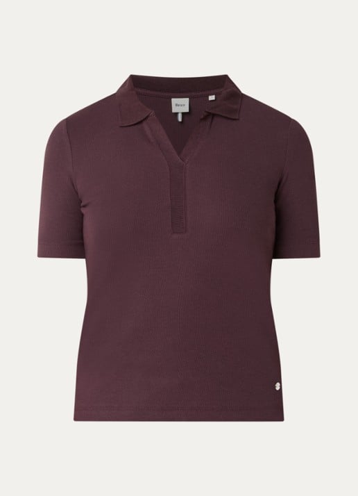 BRAX Cleo polo met stretch - voorkant 3 aubergine
