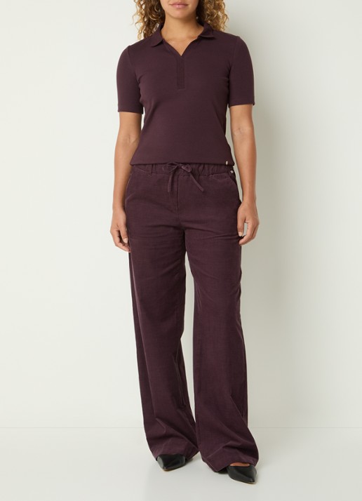 BRAX Cleo polo met stretch - voorkant 4 aubergine