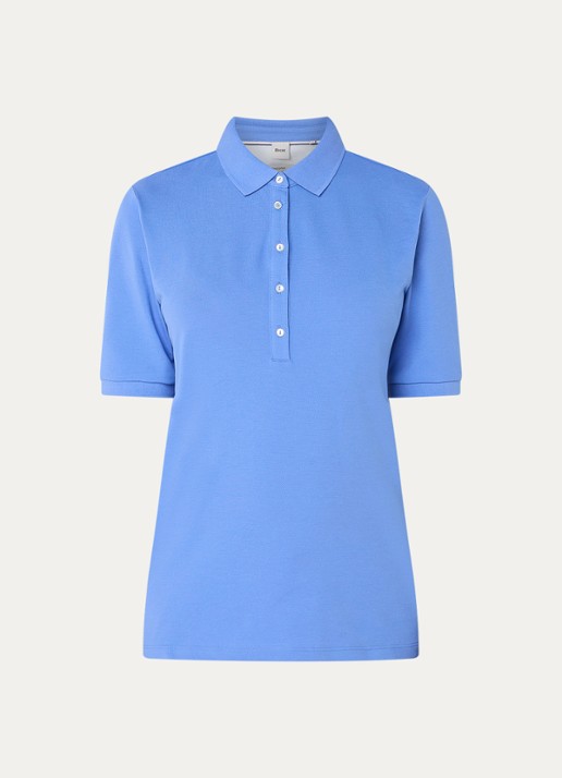 BRAX Cleo polo van piqué katoen - voorkant middenblauw