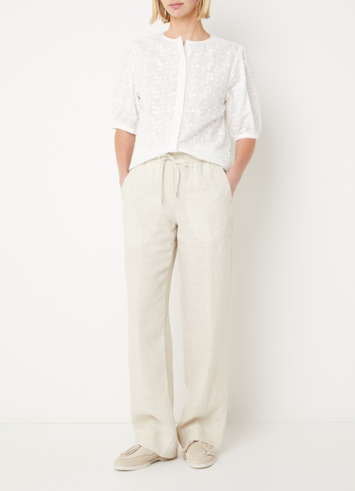 BRAX  Farina loose fit pantalon van linnen met steekzakken - voorkant 2 creme