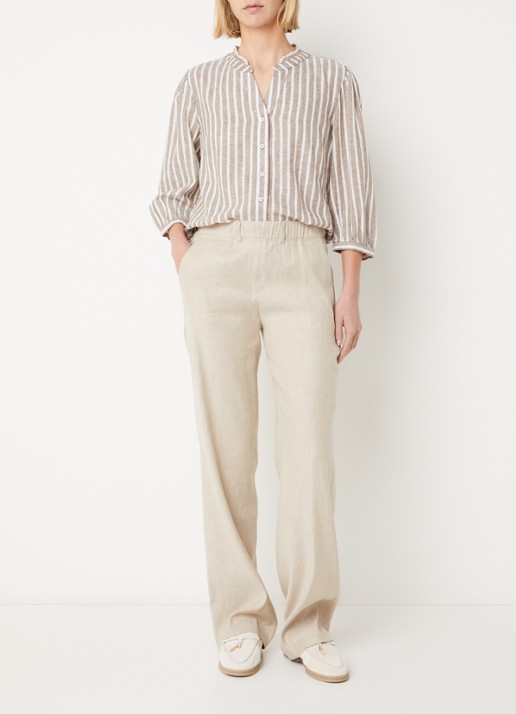 BRAX High waist loose fit broek in linnenblend met steekzakken - voorkant 4 creme