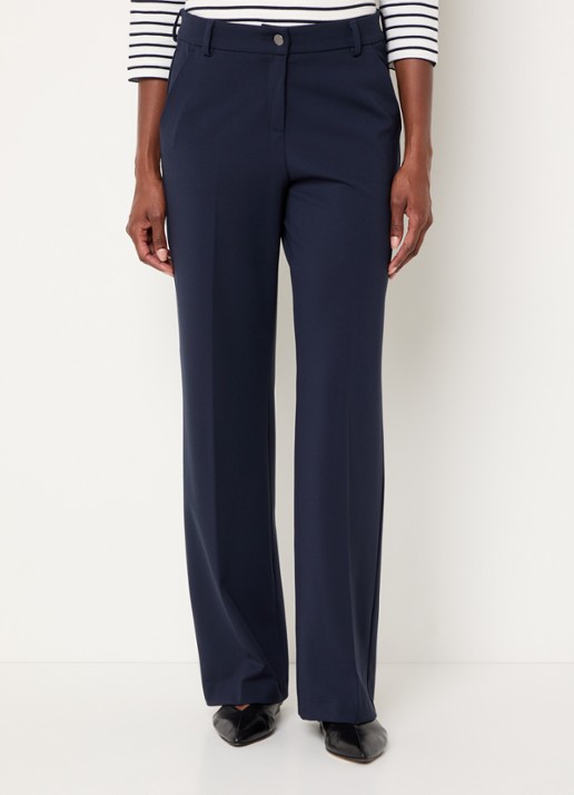BRAX High waist wide fit pantalon met persplooi - detail donkerblauw