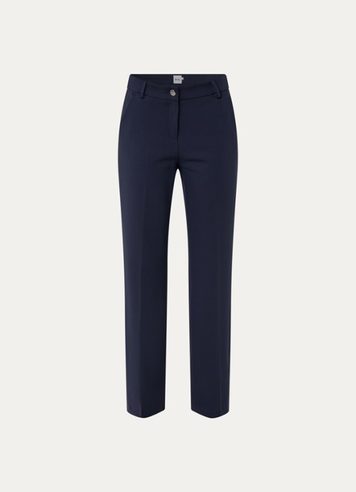 BRAX High waist wide fit pantalon met persplooi - voorkant 3 donkerblauw