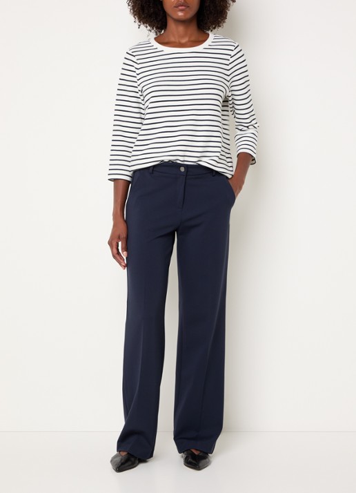 BRAX High waist wide fit pantalon met persplooi - voorkant 4 donkerblauw