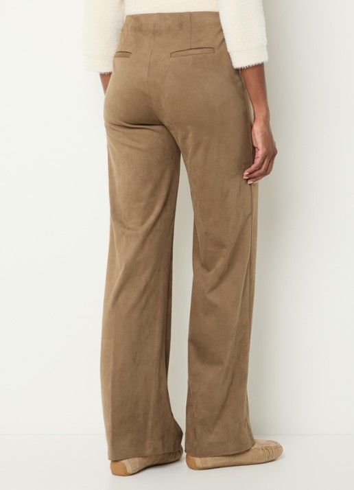 BRAX Lillyth high waist straight fit broek van imitatiesuède - achterkant 4 camel