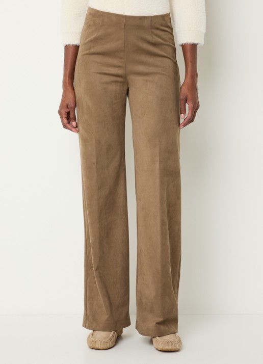 BRAX Lillyth high waist straight fit broek van imitatiesuède - detail 3 camel