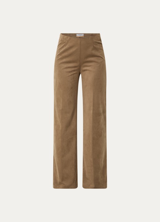 BRAX Lillyth high waist straight fit broek van imitatiesuède - voorkant camel