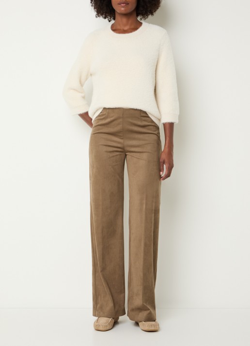 BRAX Lillyth high waist straight fit broek van imitatiesuède - voorkant 2 camel