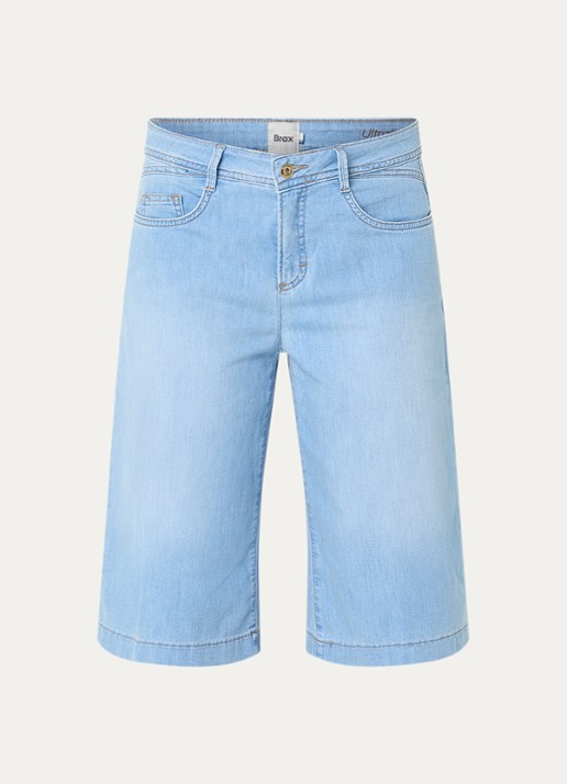 BRAX Maine B high waist straight fit korte broek van denim - voorkant 3 indigo