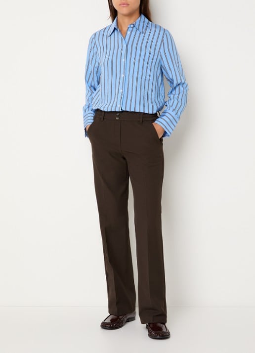 BRAX Maine high waist slim fit pantalon met steekzakken - voorkant 4 donkerbruin