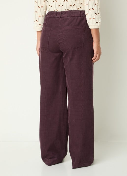 BRAX Maine mid waist straight fit broek van corduroy - achterkant 2 aubergine