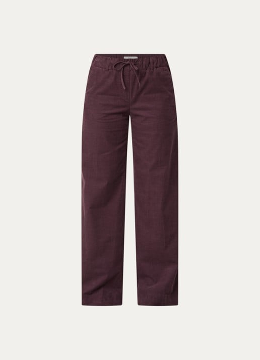 BRAX Maine mid waist straight fit broek van corduroy - voorkant 3 aubergine
