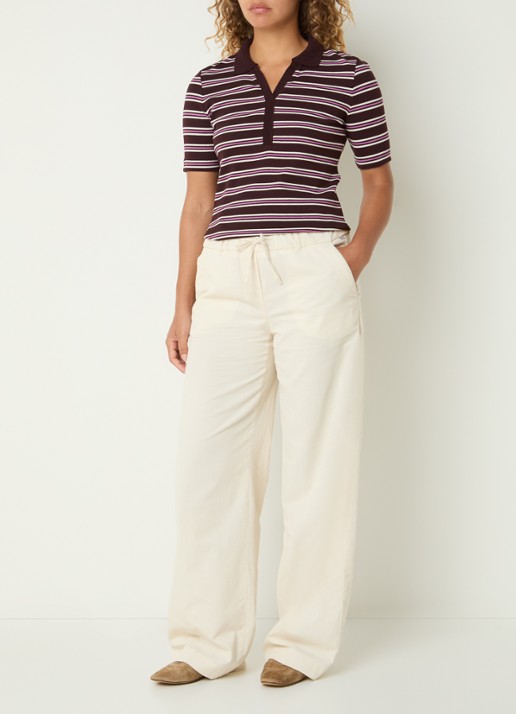 BRAX Maine mid waist straight fit broek van corduroy - voorkant 2 gebroken wit