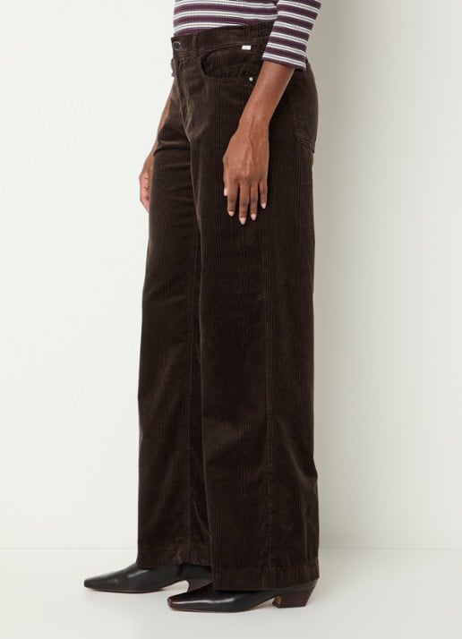 BRAX Maine mid waist straight fit broek van corduroy - detail 2 bruin