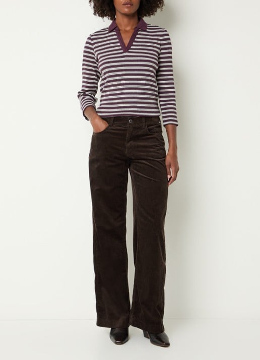 BRAX Maine mid waist straight fit broek van corduroy - voorkant 4 bruin