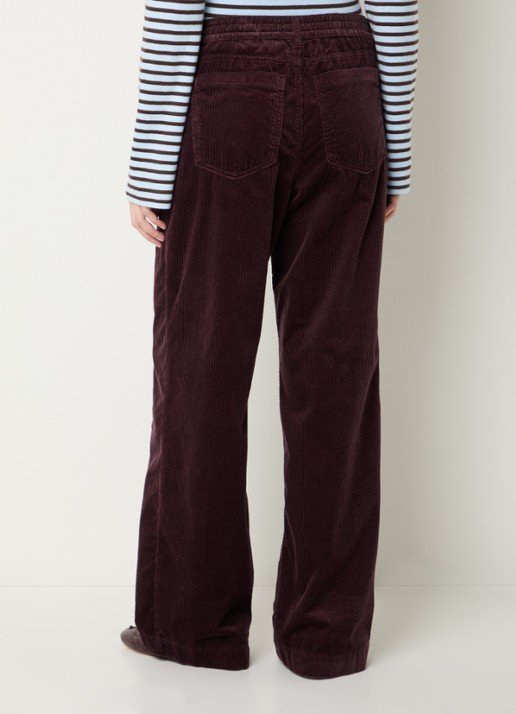 BRAX Maine mid waist straight fit broek van corduroy - achterkant 3 aubergine
