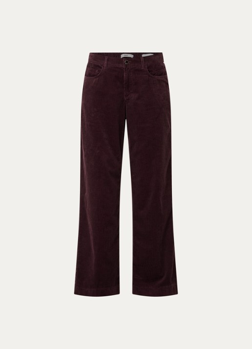 BRAX Maine mid waist straight fit broek van corduroy - voorkant 4 aubergine