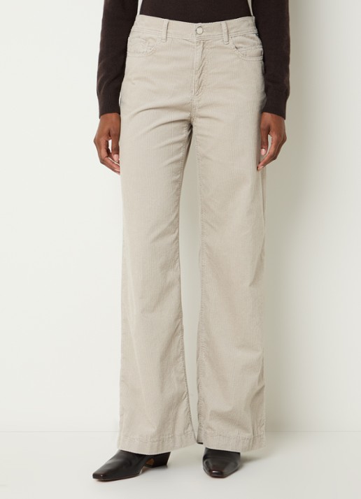 BRAX Maine mid waist straight fit broek van corduroy - detail 3 ivoor