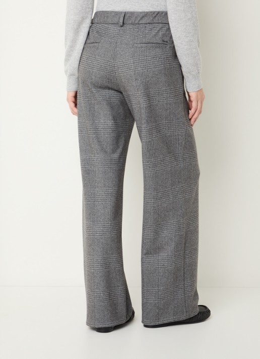 BRAX Maine mid waist straight fit pantalon met ruitdessin - achterkant 4 middengrijs