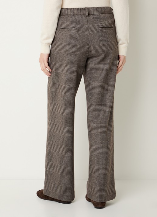 BRAX Maine mid waist straight fit pantalon met ruitdessin - achterkant 2 bruin