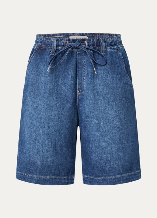 BRAX Maine mid waist wide fit korte broek met steekzakken - voorkant 2 indigo