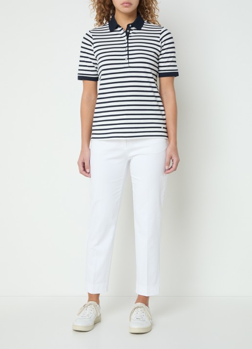 BRAX Mara mid waist cropped slim fit chino met steekzakken - voorkant 2 wit