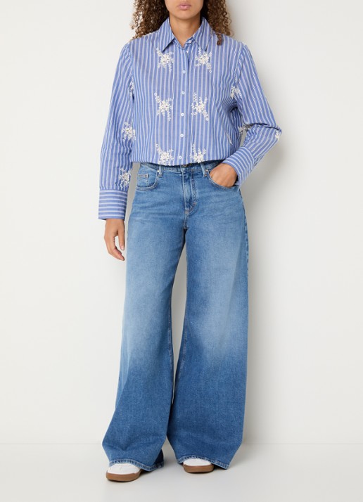 BRAX March high waist wide leg jeans met steekzakken - voorkant 3 blauw